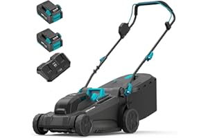 MightyMow 2x20V 17.9 inch Electric Lawn Mower Cordless, Brushless Push Lawn Mower with 6-Position Cutting Height Adjustment, 2x4.0Ah Battery & Dual Charger Included