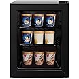 Northair Compact Mini Freezer with Glass Display Door - 2.1 Cu Ft with 2 Removable Shelves - Quiet Upright Freezer - 7 Temperature Settings - Black