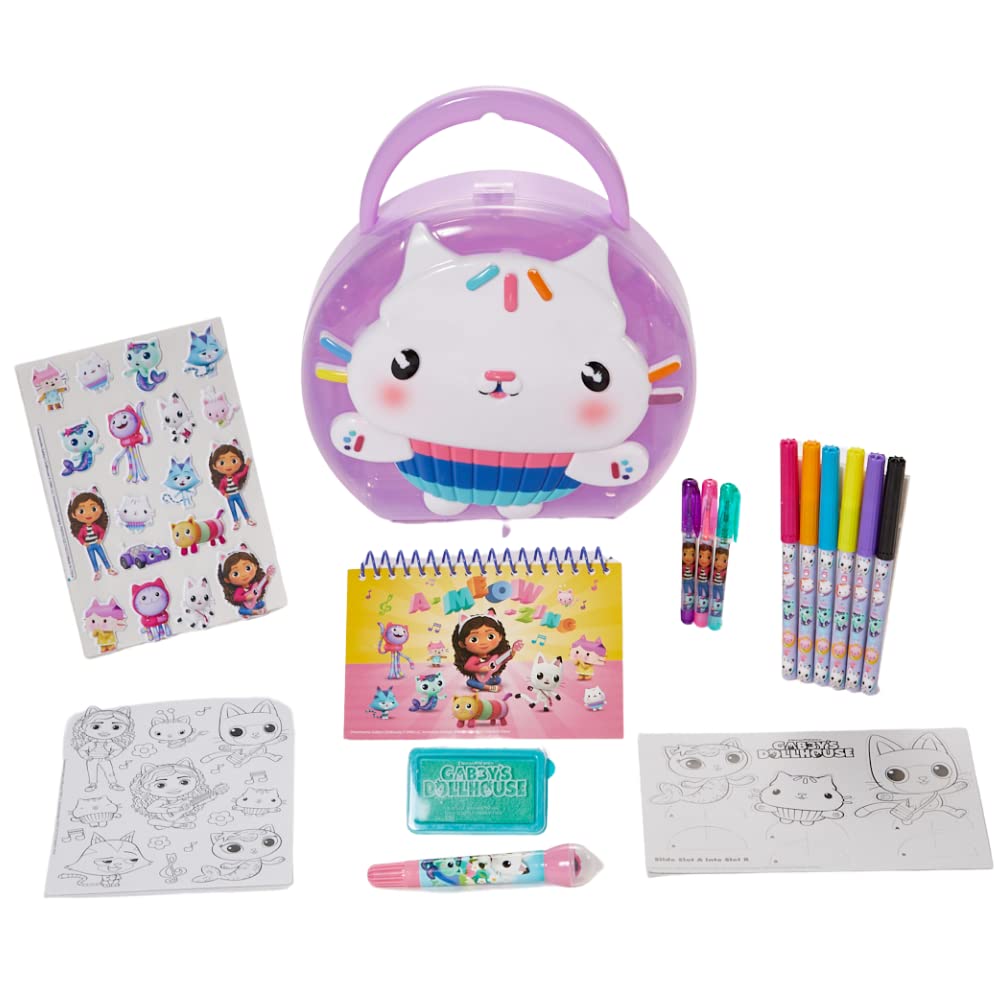 Photo 1 of Gabby’s Dollhouse Coloring & Sticker Activity Set for Kids with Travel Carrying Case