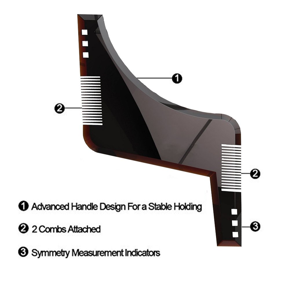 Beard Shaping Tool Template，IOQSOF Beard Shaping & Styling Tool with Inbuilt Comb for Perfect Line Up & Edging, Use with a Beard Trimmer or Razor to Style Your Beard & Facial Hair