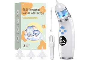 pudult Nasal Aspirator for Baby with Light and Music, Electric Babies Nose Sucker with 3 Soft Silicone Tips, 5 Levels Suction Adjustment Nose Cleaner for Kids Girl Boy Adult Pets