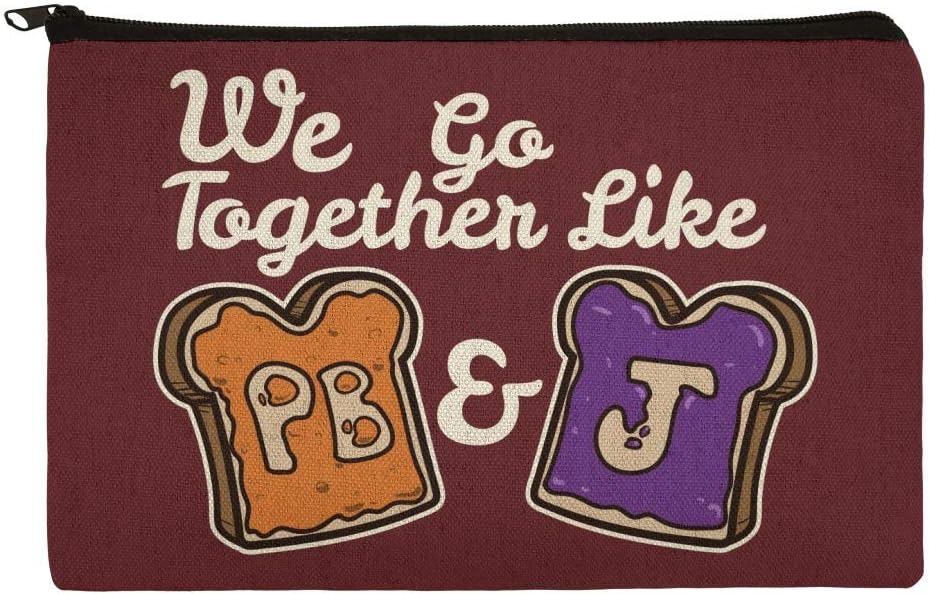 Peanut Butter and Jelly Together PB&J Best Friends Makeup Cosmetic Bag Organizer Pouch