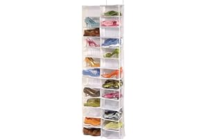 Over The Door Sweatshirt Organizer with 26 Clear Pockets Heavy Duty Hanging Storage for Hoodies Shoes Toys Towels Space Savin