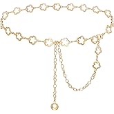 Liutufy Small Flower Metal Belt Chain - Adjustable Waist Chain for Women's Dresses