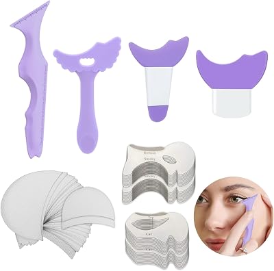DALAETUS 74 Pcs Eyeliner Stencils Set Winged Tip Tool Reusable Beginner Aid