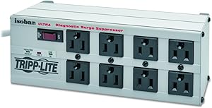 Tripp Lite Isobar 8 Outlet Surge Protector Power Strip, 25ft Long Cord, Right-Angle Plug, Metal, & $50,000 INSURANCE (ISOBAR825ULTRA)