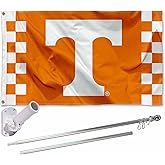Tennessee Volunteers Checkered Stripes Flag with Pole and Bracket Kit