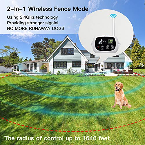 NACRL Wireless Dog Fence, Pet Containment System, Up to 1640 Feet Control Range, Waterproof, Adjustable & Rechargeable 2-in-1 Set, Outdoor Electric Invisible Fence for Dogs