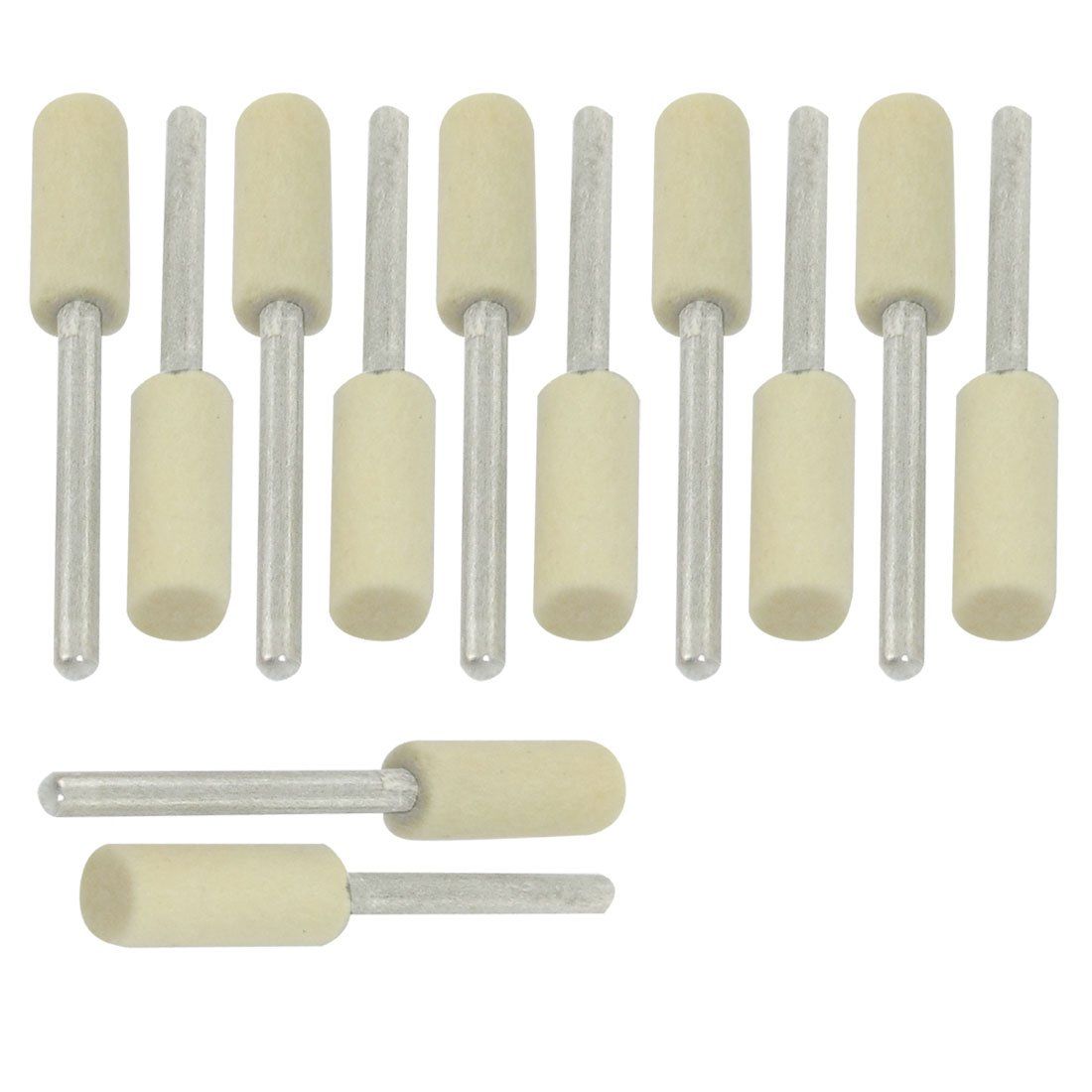 Sourcingmap Electric Drills 6mm Cylindrical Head Felt Bobs 3mm Polisher Shank 12pcs