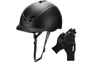 MISCASA Equestrian Adult Helmet and Gloves Set with Adjustable Strap for Horseback Riding and Training, Soft and Comfortable Gloves Kits for Women and Man