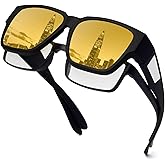 Face Shadow Fit Over Glasses for Night Driving Anti Glare HD Night Vision Glasses Polarized Sunglasses for Men Women