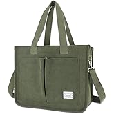 UERRUAM Tote Bag for Women with Pockets,Large Corduroy Crossbody Purse for Laptop,Work,College,Everyday,Travel