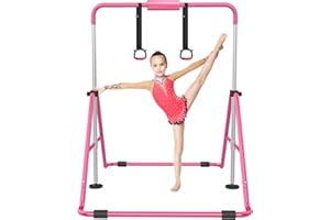 RINREA Gymnastic Bars for Kids with Adjustable Height, Folding Gymnastic Training Kip Bar, Expandable Horizontal Bar for Home