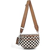 Fanny Bum Packs for Women,Canvas Checkered Crossbody Bag Checkered Purse Black and White Bum Bags Checkerboard Belt Bag