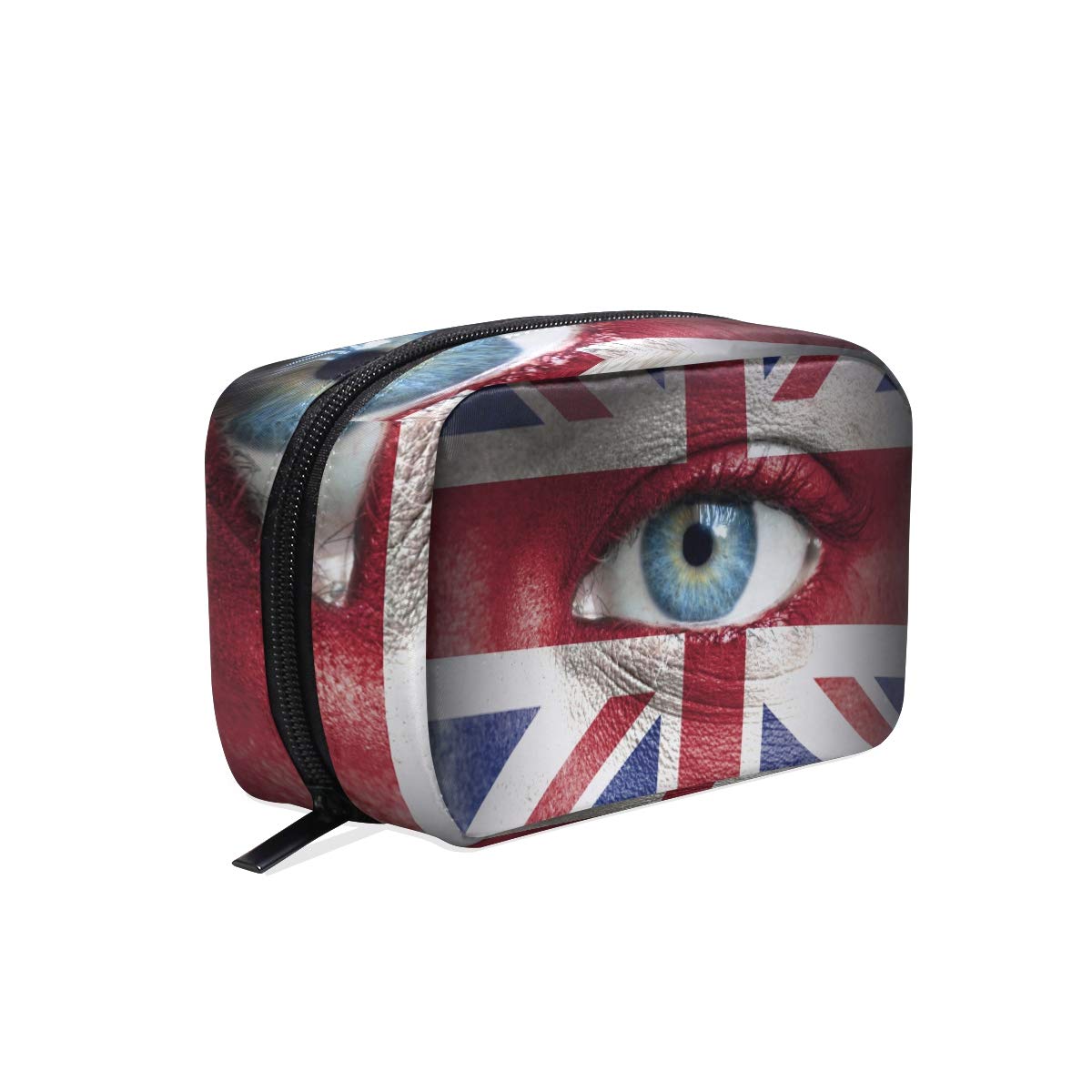 UK British Flag With Eye Cosmetic Bag Toiletry Travel Makeup Case Pouch Multi-function Organizer for Women