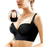 Runilut Women's Push Up Bra,Full-Coverage Underwire Bra,Hide Back Fat Deep Cup Bra,Smoothing T-Shirt Bra,Sculpting Uplift Bra