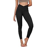 ODODOS Women's Cross Waist Yoga Leggings with Inner Pocket, 23"/25"/28" Gathered Crossover Workout Yoga Pants