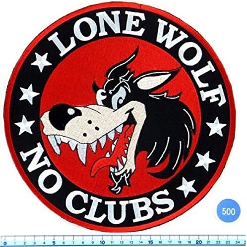 Worth!! Lone Wolf No Club Biker Large Patch Badge Cool Look Embroidered Iron-on Sewing Craft for Biker Rider 9 inch