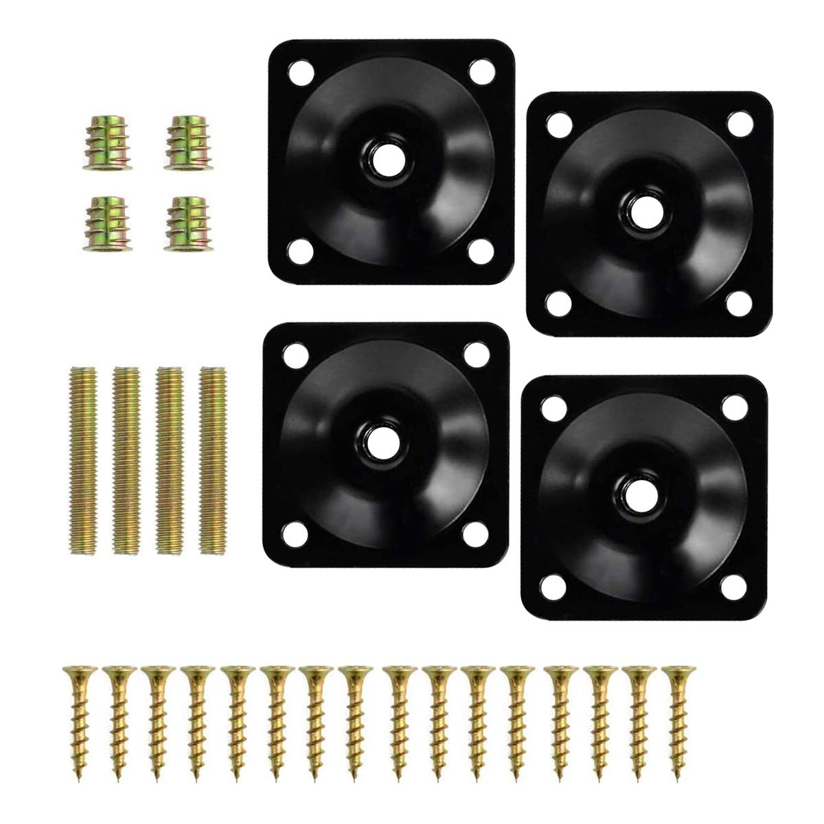 Photo 1 of Leg Mounting Plates, Btowin 4Pcs Furniture Leg Attachment Plates T-Plate 5/16" (M8) with Hanger Bolts Repair Kit for Furniture Sofa Couch Seat