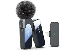 Wireless Lavalier Microphone for iPhone 14/13/12/11 Series, Mini Microphone with Noise Cancellation, 100ft Transmission, 18H 