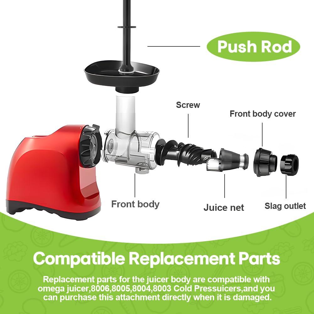 Juicer Push Rod Replacement for Omega Vertical Slow Masticating Juicers, Food Grade Material Juicer Plunger Replacement Part Compatible with Models 8003, 8004, 8005, 8006, 8007, 8008, NC800, NC900
