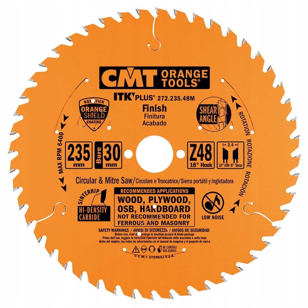 CMT 272.235.48m – Itk Plus Finish Saw Blade Hw 235X2.4X30(+25) Z=48 ATB+Shear