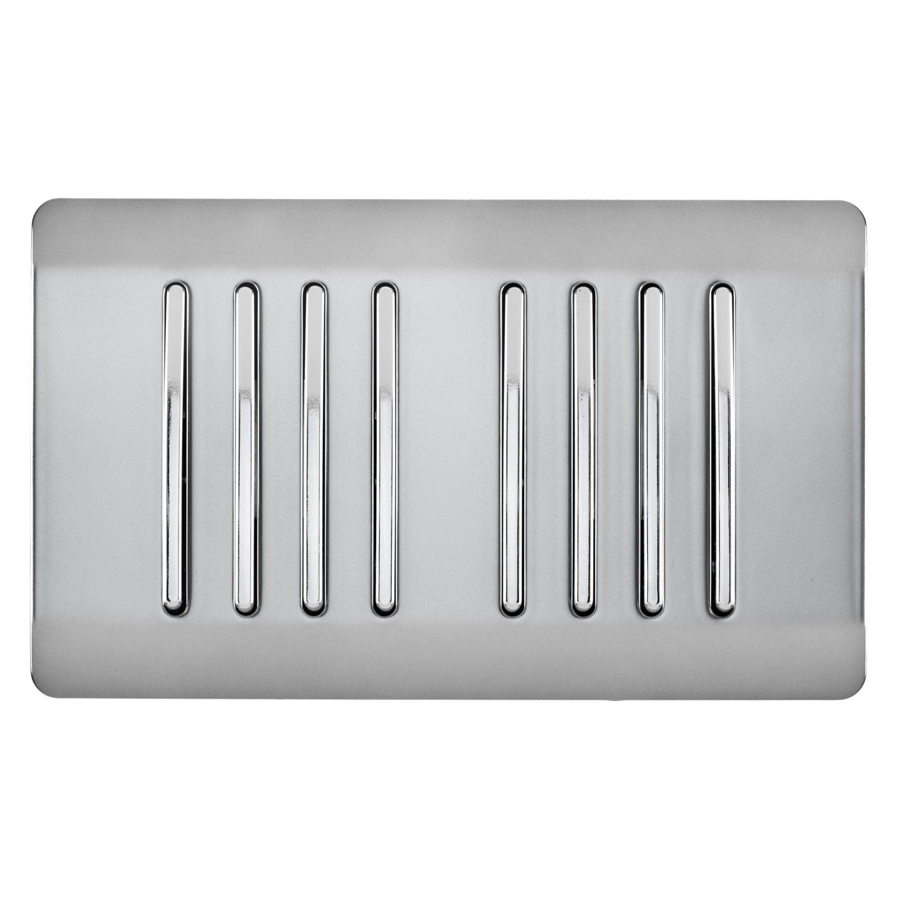 Trendi Artistic Modern Glossy 8 Gang 2 Way Rocker Double Plate Light Switch in Stainless Steel
