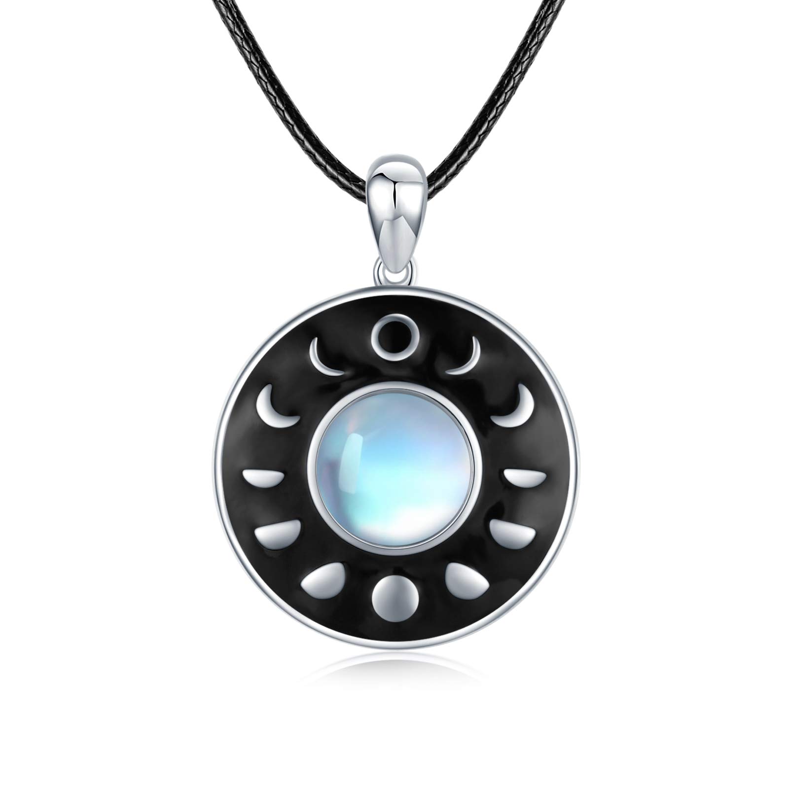 SOESON Moonstone Necklace 925 Sterling Silver Moon Phase Necklace Moonstone Pendant Jewellery Christmas Birthday Gift for Women Daughter Sisters Wife