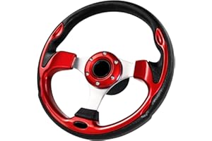 QYMOPAY 12.5 Inch Boat Steering Wheel With 3/4" Axle Marine Adapter, Anti-Slip for Boats, Yachts, Pontoon Boats, Red