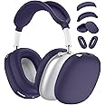 [4 in 1] Silicone Case Cover for AirPods Max USB-C (2024), Anti-Scratch Sweat-Proof Ear Pad Case Cover/Ear Cups Cover/Headband Cover Accessories Silicone Protector for AirPods Max (Deep Purple)