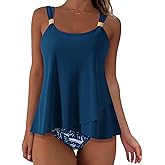 SUUKSESS Women Ruffle High Waisted Tankini Swimsuit Tummy Control Bathing Suit