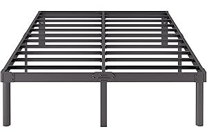 Viisari King Bed Frame 18 Inch Metal Bed Frame King Heavy Duty Platform King Size Bed Frame No Box Spring Needed Easy Assembly Noise Free Black 4005-18B