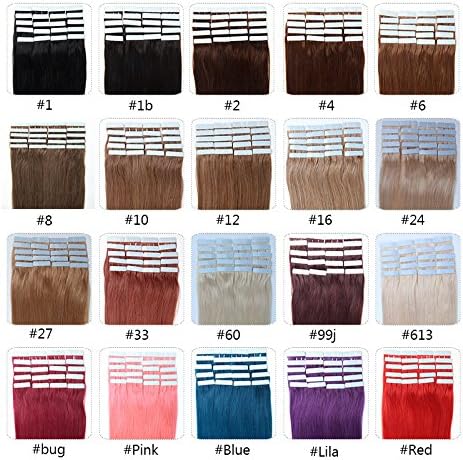 Fabwigs Tape In Human Hair Extensions - 16 18 20 22 24 Inch 20pcs 30g-70g Set - Silky Straight Skin Weft Human Remy Hair (24 Inch #2 Dark Brown)