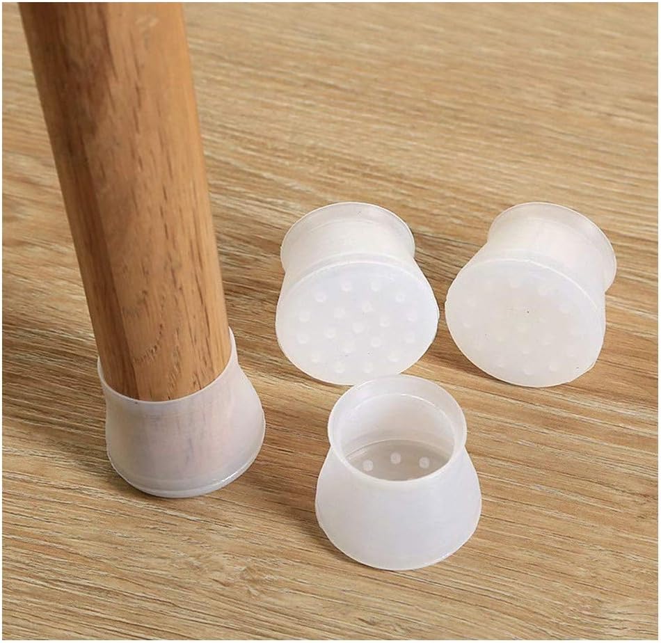 16/32/48 Pcs Furniture Flexible Silicon Mute Chair Leg Caps Table Feet Cover [Round & Square], Chair Pads Anti-Slip Prevents Scratches (Round 32 White)