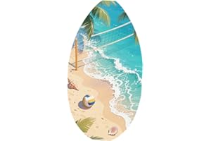 Oshhni Wooden Skimboard, Portable Sand Board with High Gloss Coating, Small Surfboard, Bodyboard for Shallow Water and Beach 