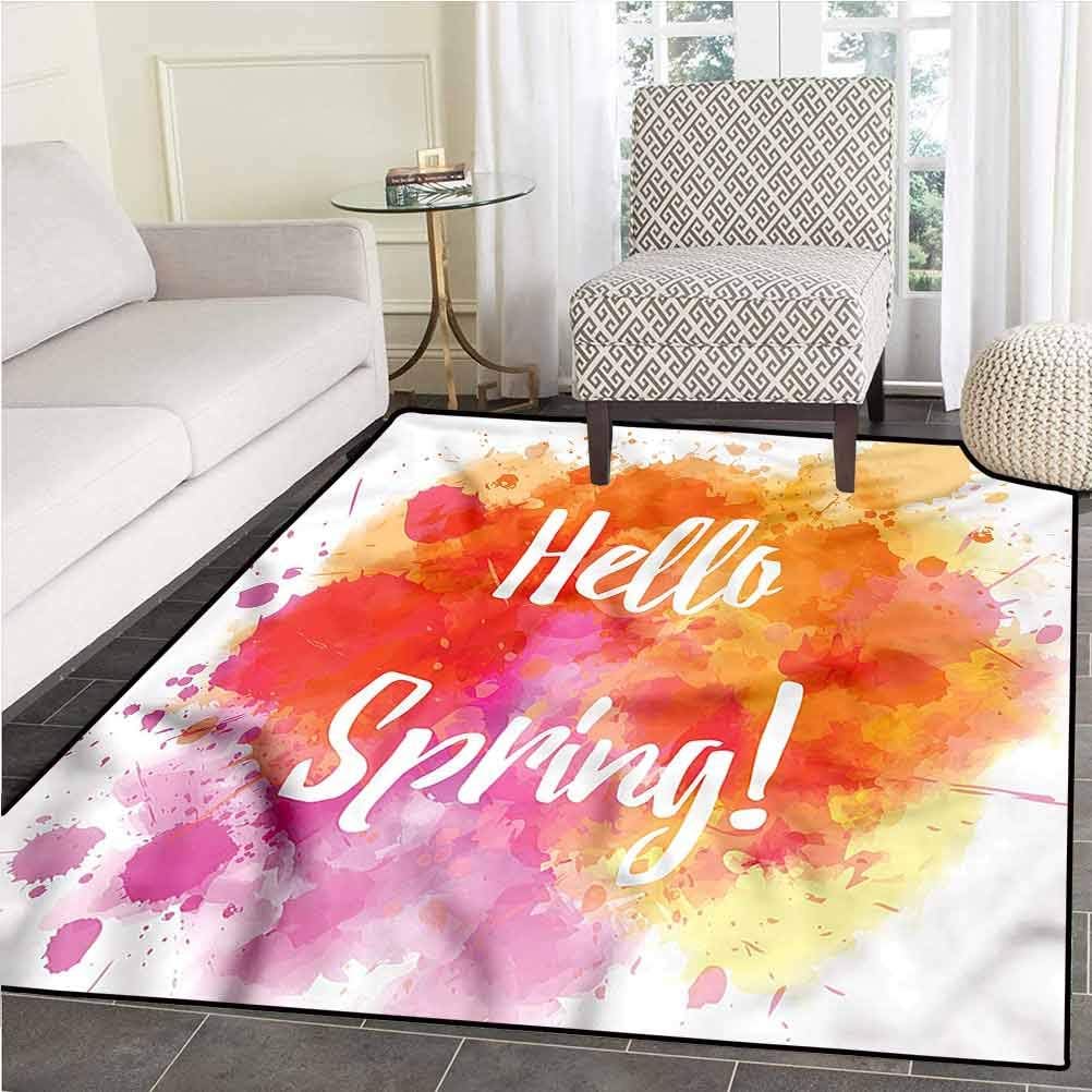 Orange and Pink Premium Rug Indoor and Outdoor Hello Spring