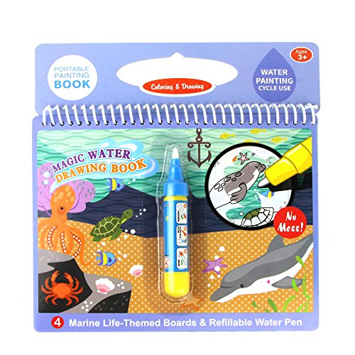 Jenilily Magic Water Drawing Book Coloring Book Doodle with Magic Pen Painting Board for Children Education Drawing Toy (H Marine Animal) - Thumbnail 5