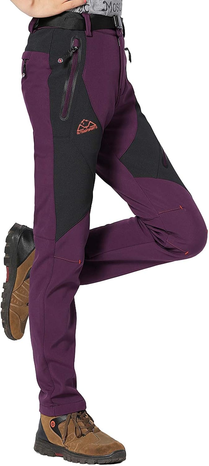 Rdruko Women's Waterproof Windproof Fleece Lined Warm Hiking Ski Snow Insulated Pants: Clothing