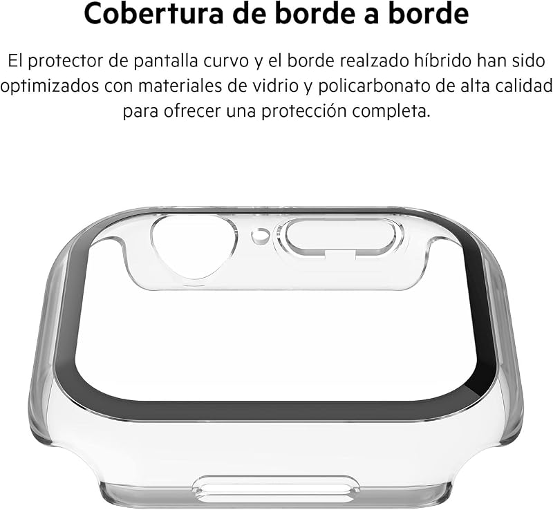 Capa ScreenForce para Apple Watch 40mm, 41mm, Series 8, SE, 7, 6, 5 e 4 com borda elevada e protetor de ecrã TemperedGlass integrado, resistente a riscos e fácil de instalação - Transparente