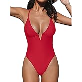CUPSHE Women Swimsuit One Piece Bathing Suit Deep V Neck Crisscross Back Adjustable Strap