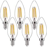 FLSNT 60W Equivalent LED Chandelier Light Bulbs, Dimmable LED B11 E12 Candelabra Base Bulbs, 3000K Warm White, 500LM, 6 Pack