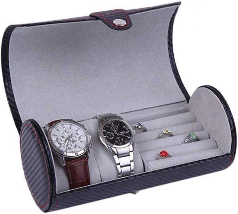 Vlejoy Cylinder Watch Box Ring Box Small Simple Portable Travel Storage Finishing Gift Utility Holder Organizer