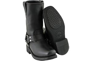 Xelement 2442 Women's Black Classic Full Grain Leather Harness Motorcycle Rider Boots - 6.5