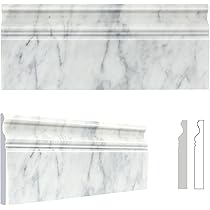 Carrara Marble Italian White Carrera 2x12 Chair Rail Bullnose Trim Molding Polished