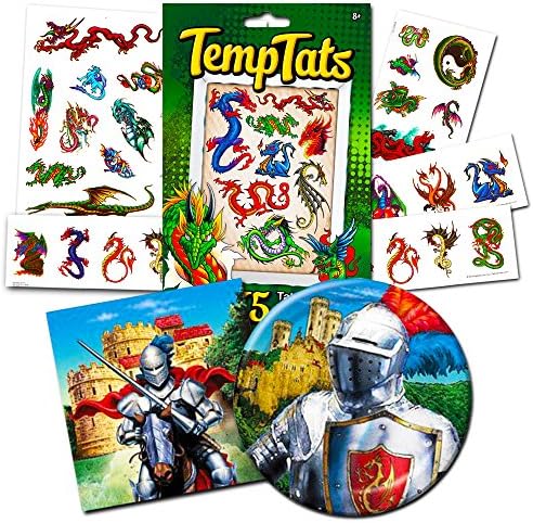 Medieval Knights Party Supplies Value Set -- Party Plates, Napkins and Party Favors (Featuring Knights, Castles and Dragons)
