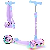 BELEEV Scooters for Kids 3 Wheel Kick Scooter for Toddlers Girls Boys, 4 Adjustable Height, Lean to Steer, Light up Wheels, Extra-Wide Deck, Easy to Assemble for Children Ages 3-12