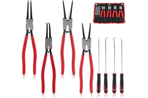 Swpeet 13-Inch Snap Ring Pliers Set With Pick and Hook Tool, Heavy Duty Internal/External Circlip Oil Seal, 4Pcs Precision Pi