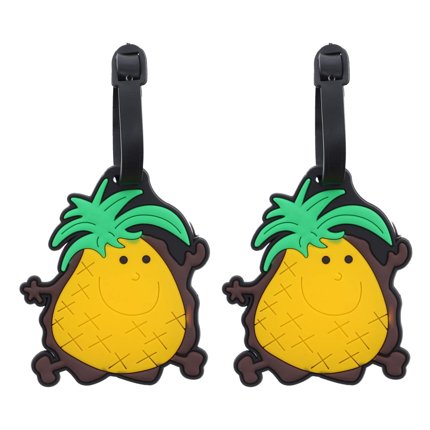 Fruit Luggage Tag Bright Travel ID Label (Set of 2) - Pineapple