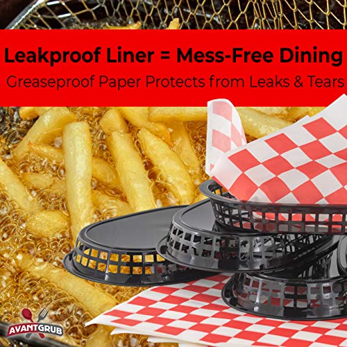 image for Avant Grub Retro Style Black Fast Food Basket (12Pk) and Red Checkered