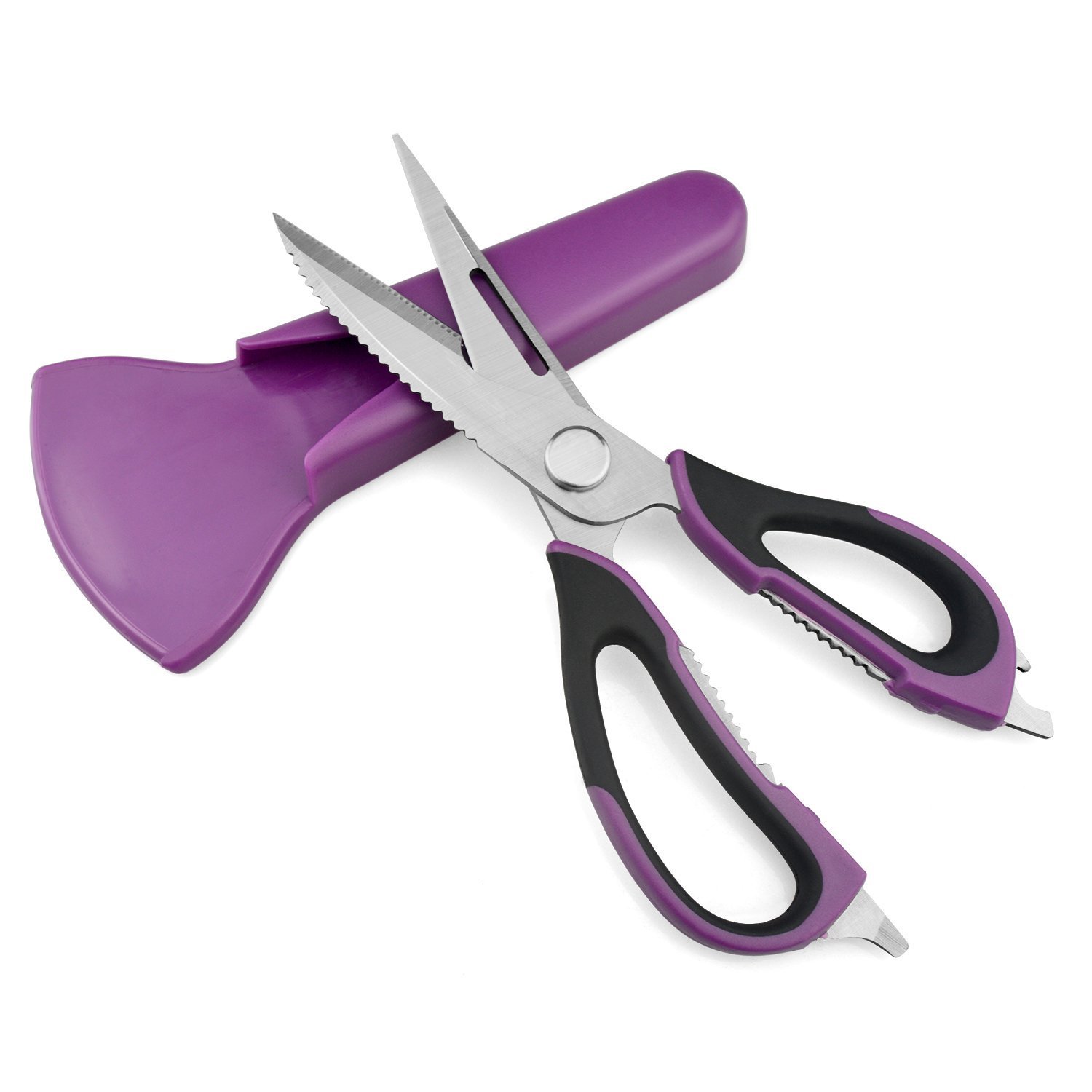 igadgea Kitchen Shears Multi-Function 8-in-1 Chef's Scissors with Magnetic Holder, Stainless Steel Poultry Shears for Cooking, Poultry, Fish, Meat, Vegetables, Herbs, and BBQ's